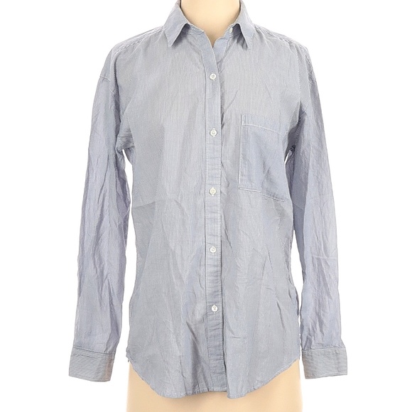 Community Long Sleeve Button-Down Shirt pin stripe Grey Size S 100% Cotton - Picture 1 of 3